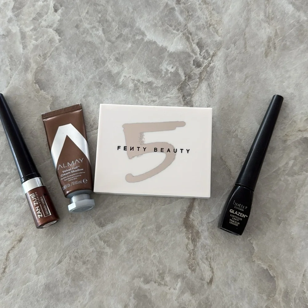 Fenty Beauty Snap Shadow Palette #5 Peach with Black and Brown Eye Liners Bundle